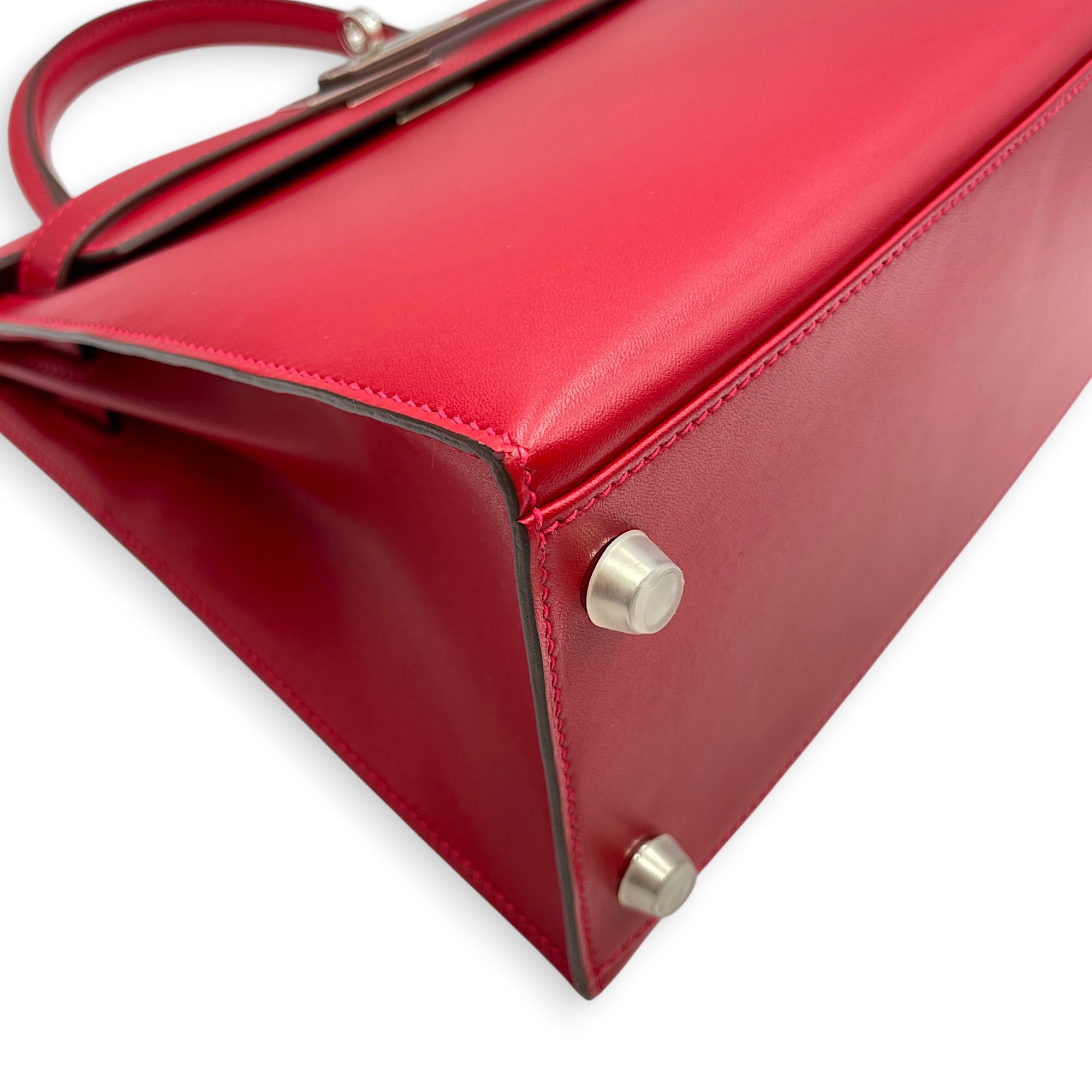 Sellier Kelly 28 Rouge vif in Tadelakt Palladium hardware