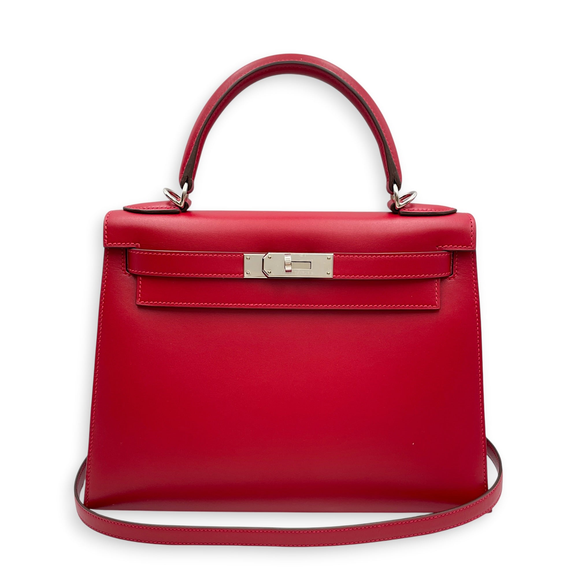Sellier Kelly 28 Rouge vif in Tadelakt Palladium hardware