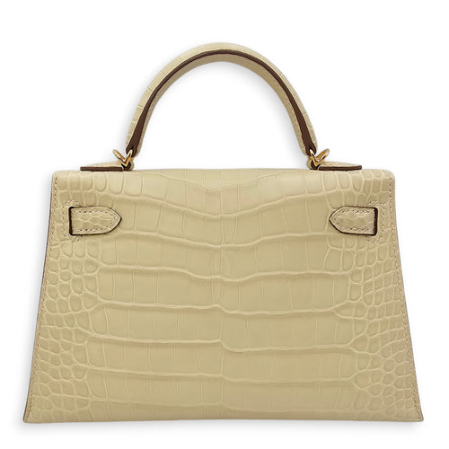 Sellier Kelly 20 Vanille in Matte Alligator Gold hardware