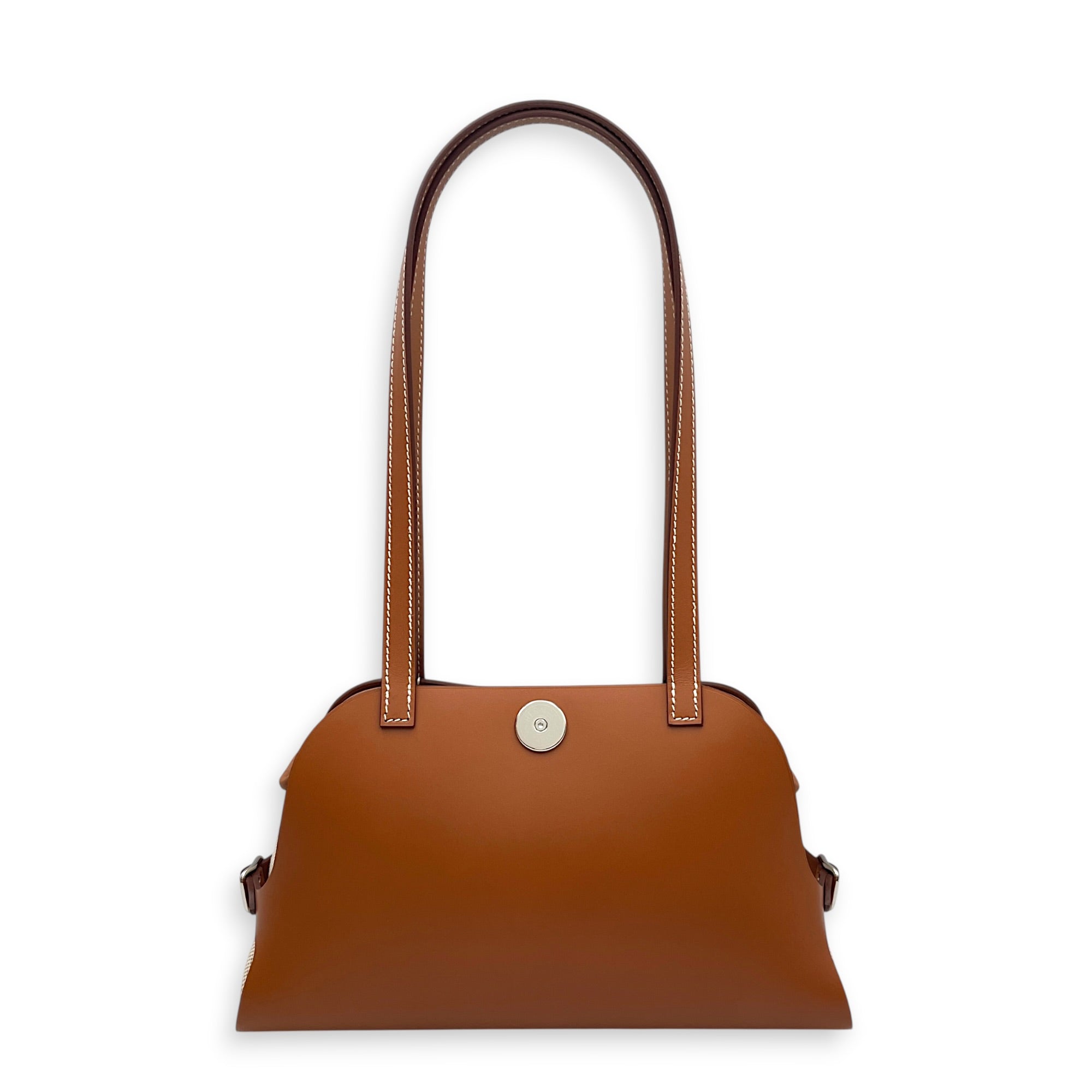 Tablier Sellier Fauve/Gold/Ecru-beige in Vache Hunter/Swift/Toile H Palladium hardware CL2512-18129 2