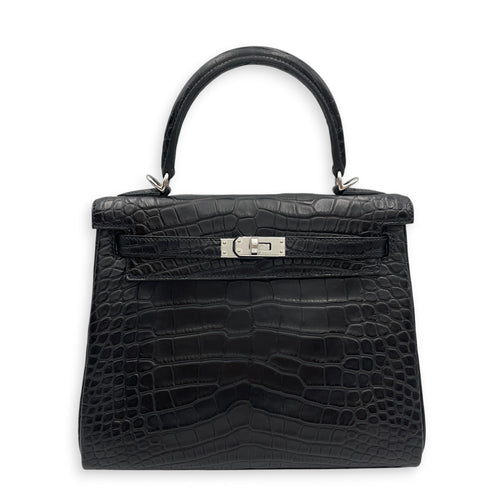 Kelly 25 Black in Matte Alligator Palladium hardware CL2512-18131 1