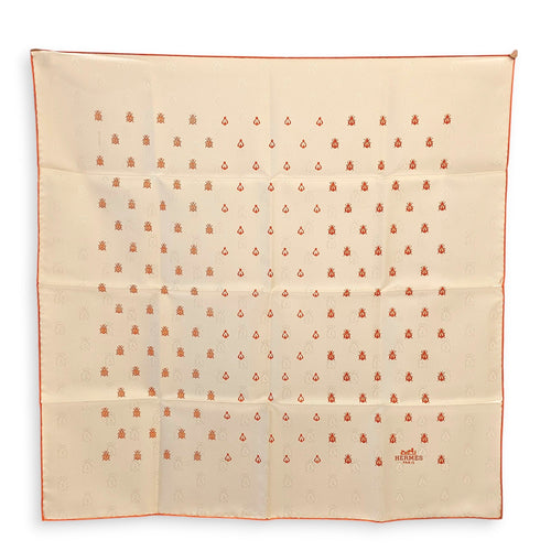 Abeille 70 Orange/Creme Embroidered Scarf CL2512-18149 1