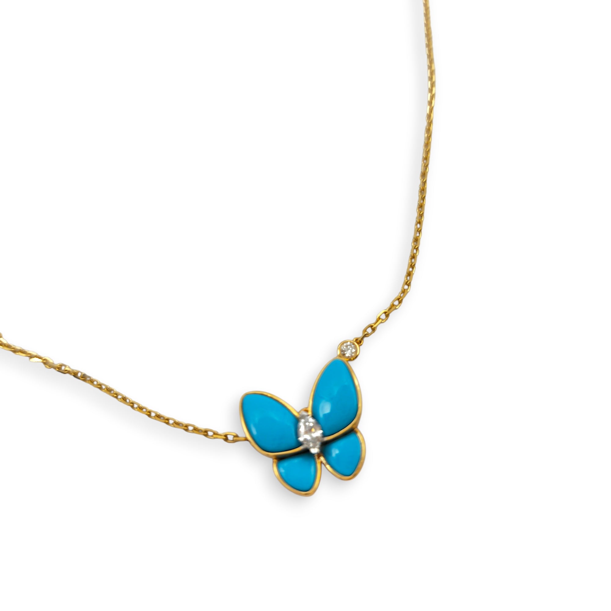 Two Butterfly Necklace in Turquoise CL2512-18206 2