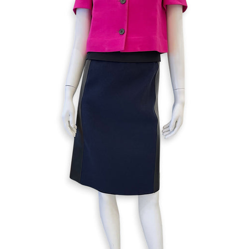 LV Navy Blue & Black Leather -paneled Skirt XS Blue Ready-To-Wear in Polyester CL2512-18259 1