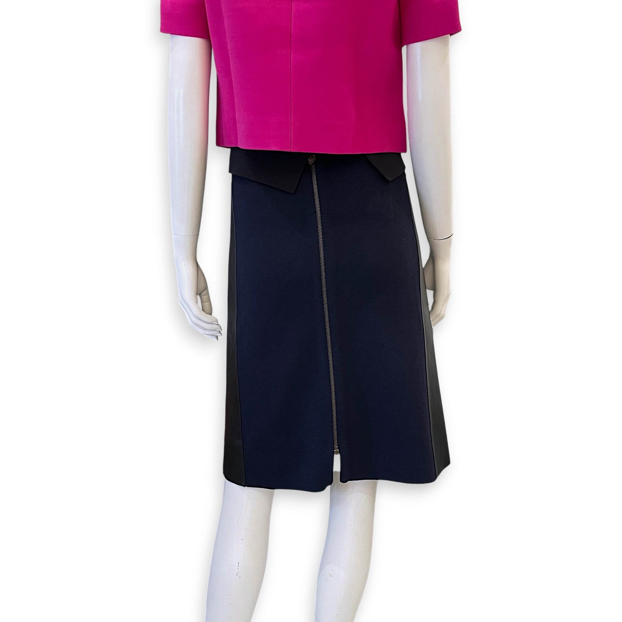 LV Navy Blue & Black Leather -paneled Skirt XS Blue Ready-To-Wear in Polyester CL2512-18259 2