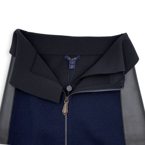 LV Navy Blue & Black Leather -paneled Skirt XS Blue Ready-To-Wear in Polyester CL2512-18259 3