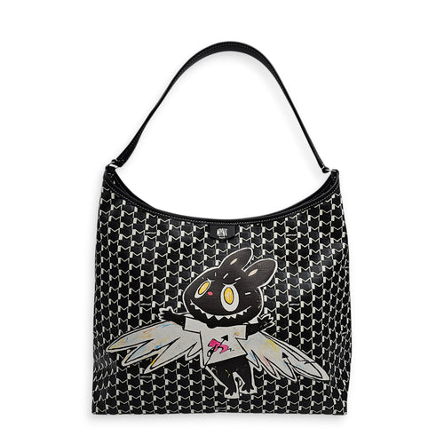 Labubu Hobo Black Shoulder Bag in Canvas Silver hardware CL2512-18271 1