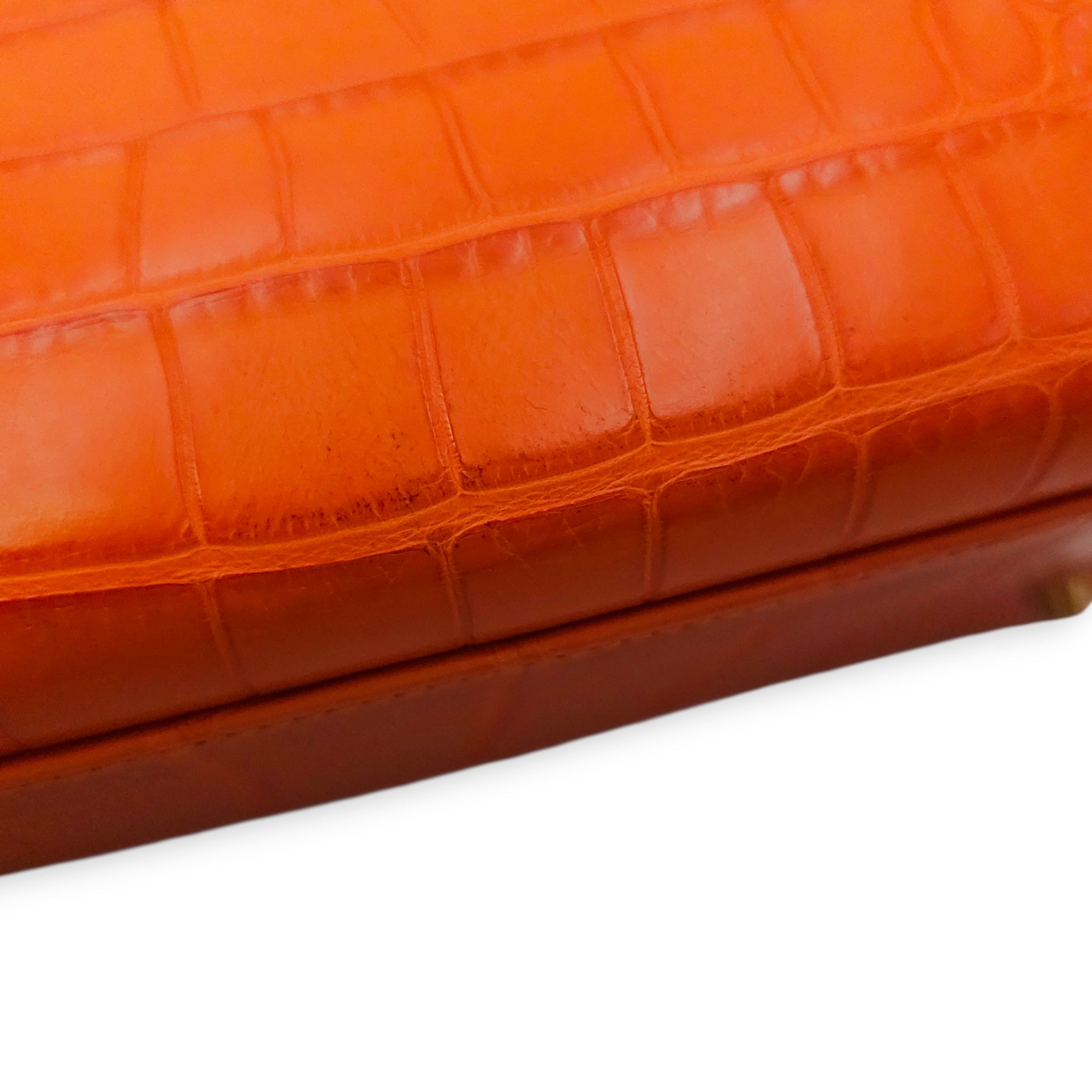 Kelly 32 Orange in Matte Alligator Gold hardware CL2601-18291 15