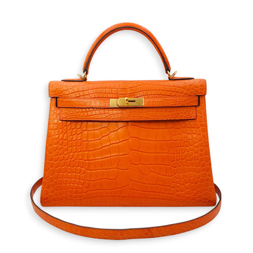 Kelly 32 Orange in Matte Alligator Gold hardware CL2601-18291 16