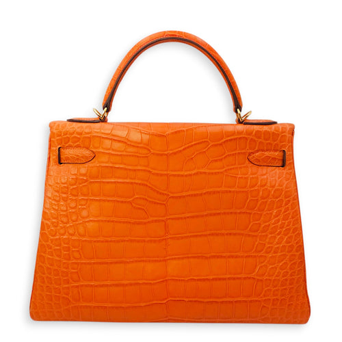 Kelly 32 Orange in Matte Alligator Gold hardware CL2601-18291 2