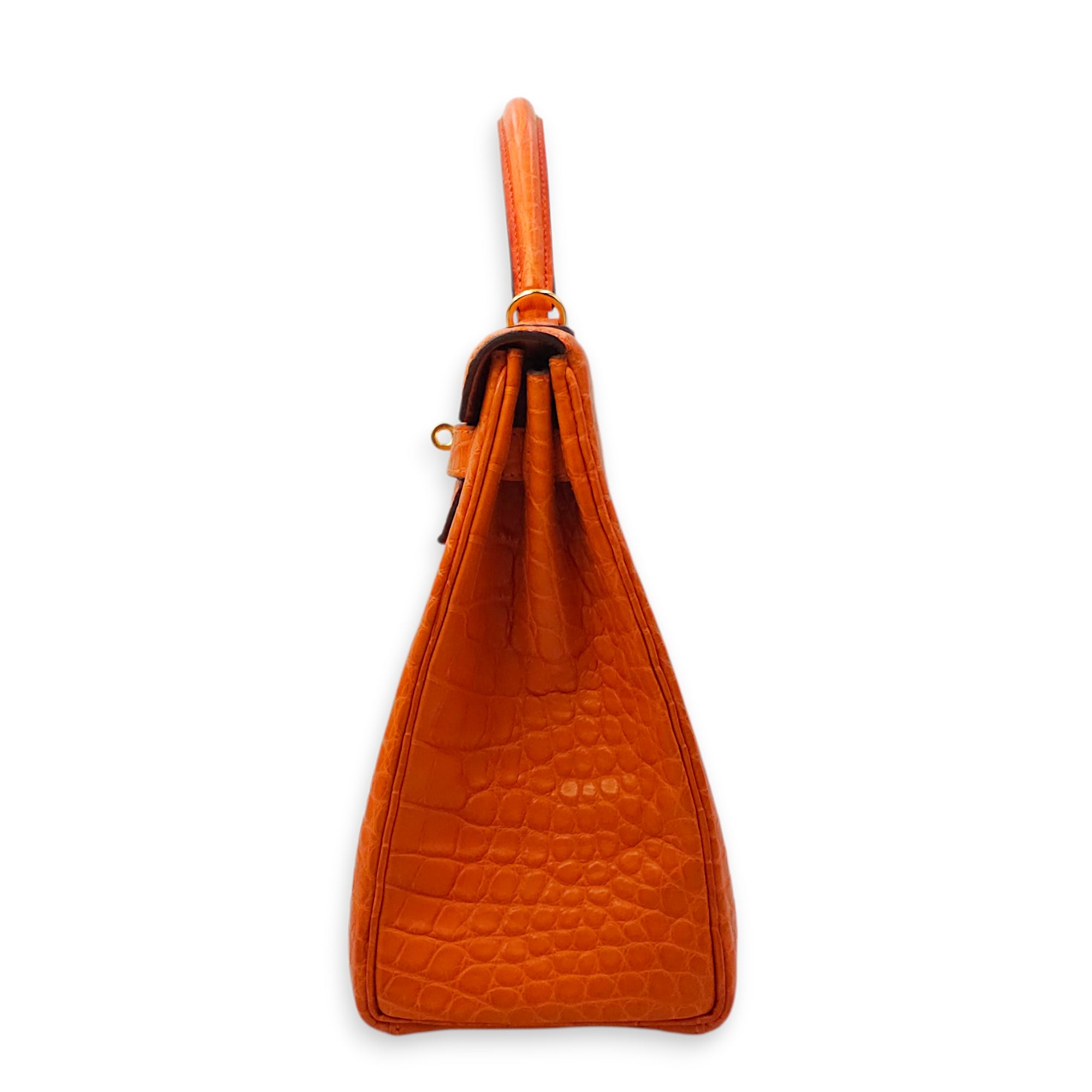 Kelly 32 Orange in Matte Alligator Gold hardware CL2601-18291 3