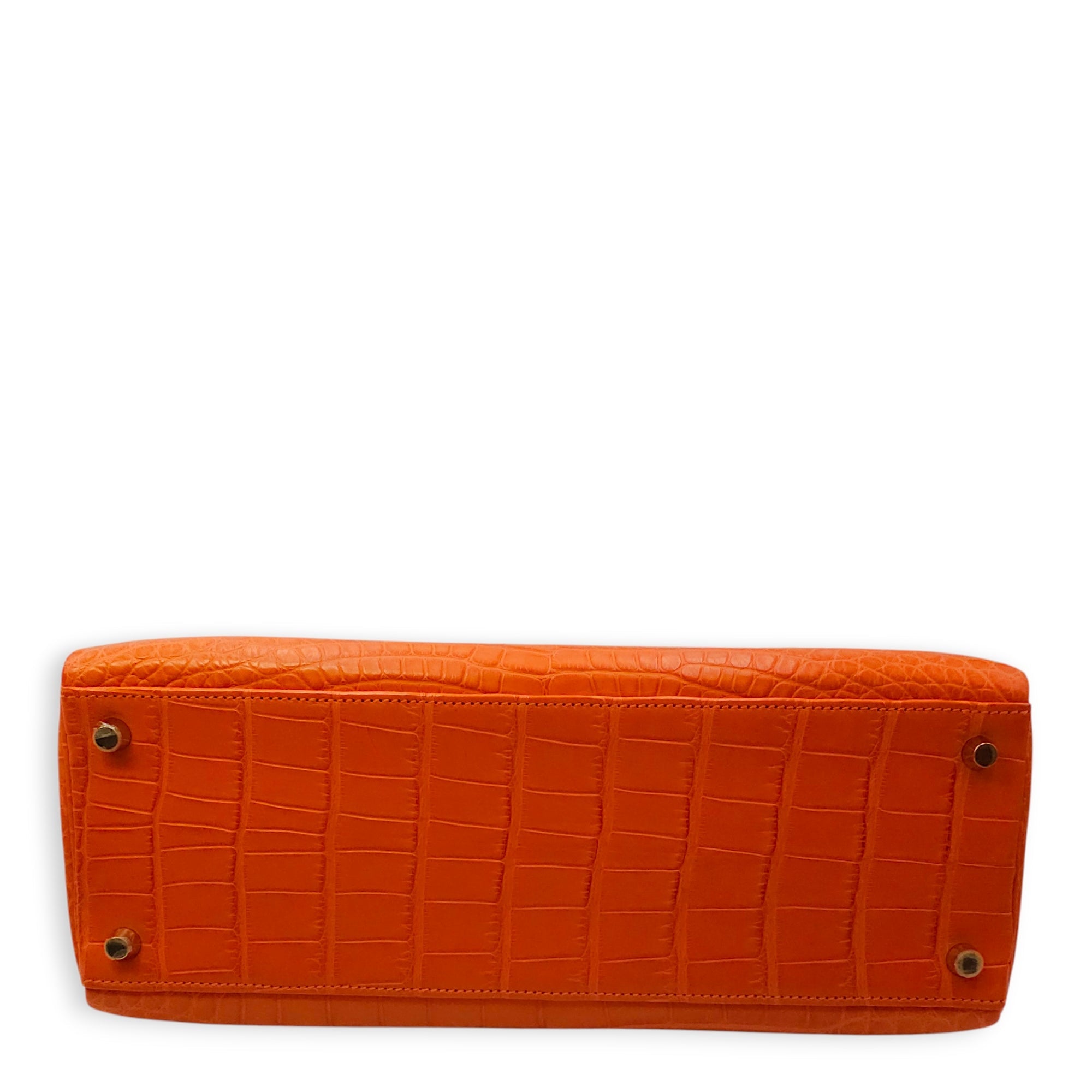 Kelly 32 Orange in Matte Alligator Gold hardware CL2601-18291 5