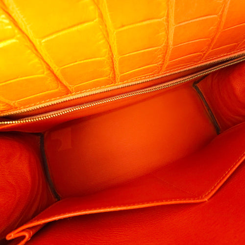 Kelly 32 Orange in Matte Alligator Gold hardware CL2601-18291 6