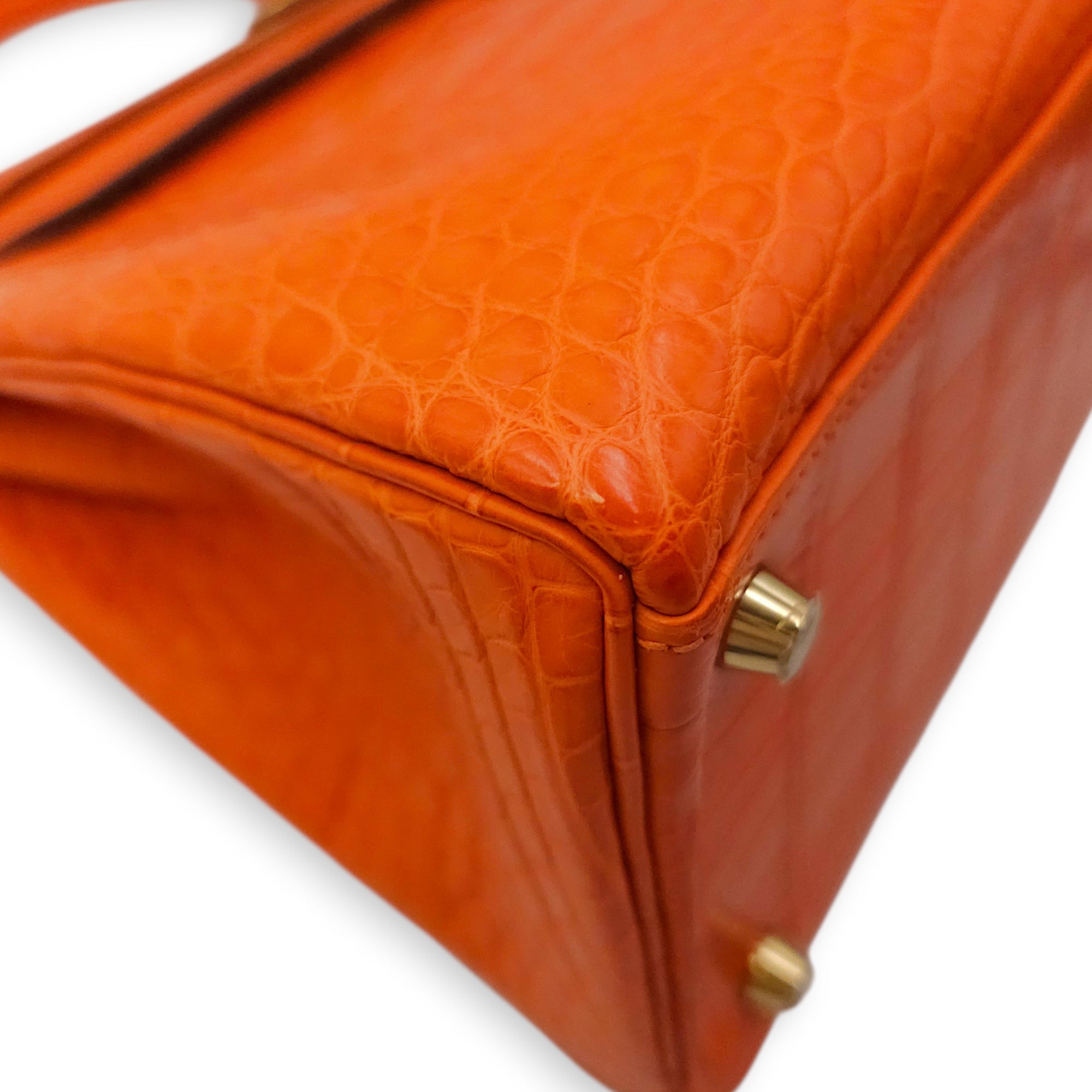 Kelly 32 Orange in Matte Alligator Gold hardware CL2601-18291 7