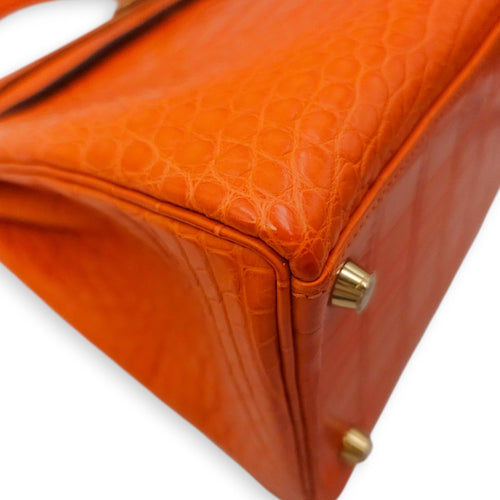 Kelly 32 Orange in Matte Alligator Gold hardware CL2601-18291 7