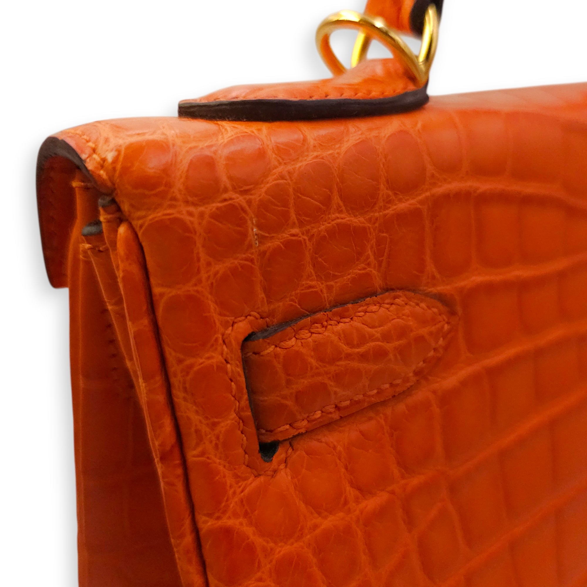 Kelly 32 Orange in Matte Alligator Gold hardware CL2601-18291 9