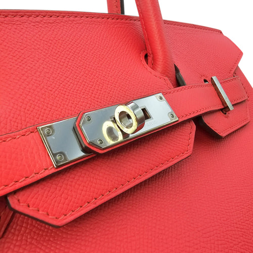 Birkin 30 Rouge Tomate in Epsom Palladium hardware CL2601-18307 12