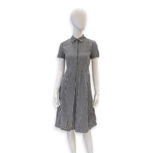 Dior Gingham Short Sleeved Belted Dress  34 Black Ready-To-Wear in Silk CL2601-18311 1