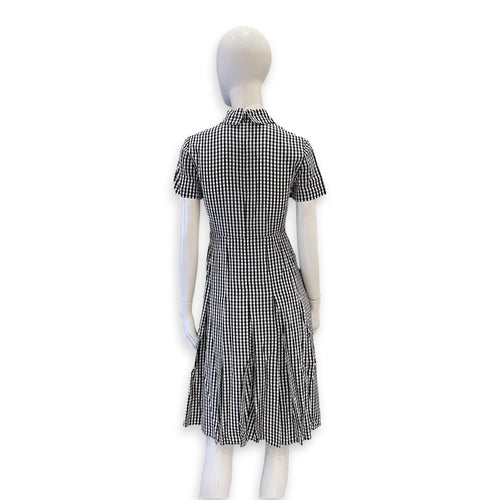 Dior Gingham Short Sleeved Belted Dress  34 Black Ready-To-Wear in Silk CL2601-18311 2
