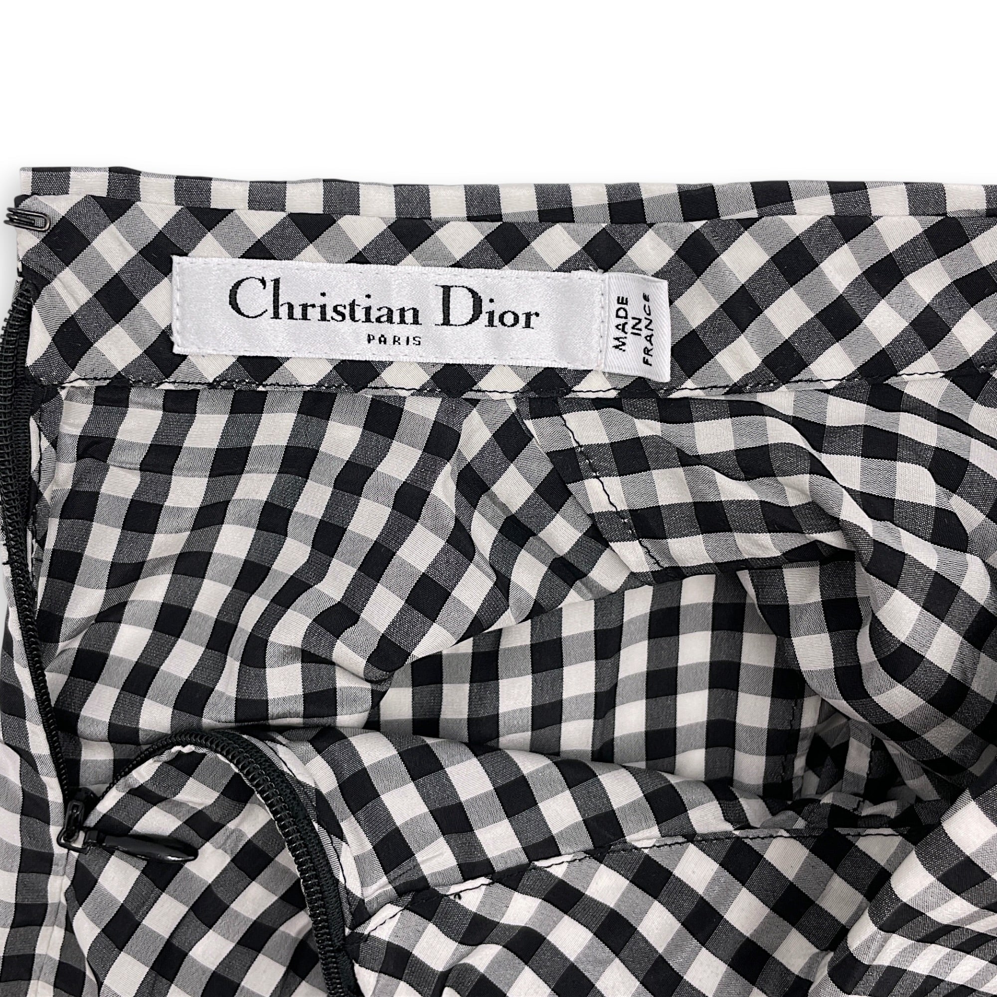 Dior Gingham Short Sleeved Belted Dress  34 Black Ready-To-Wear in Silk CL2601-18311 3