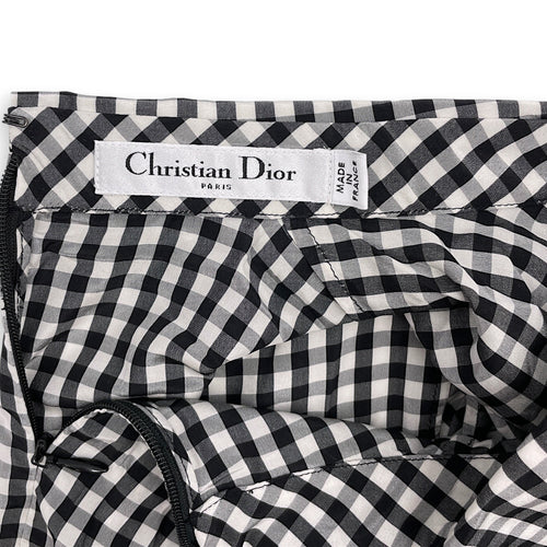 Dior Gingham Short Sleeved Belted Dress  34 Black Ready-To-Wear in Silk CL2601-18311 3