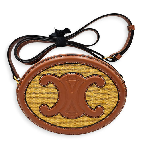 Oval bag Brown Crossbody Bag in Calfskin Gold hardware