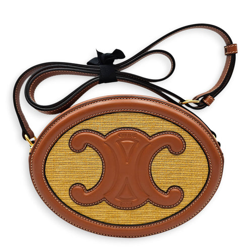 Oval Brown Crossbody Bag in Calfskin Gold hardware CL2601-18324 1