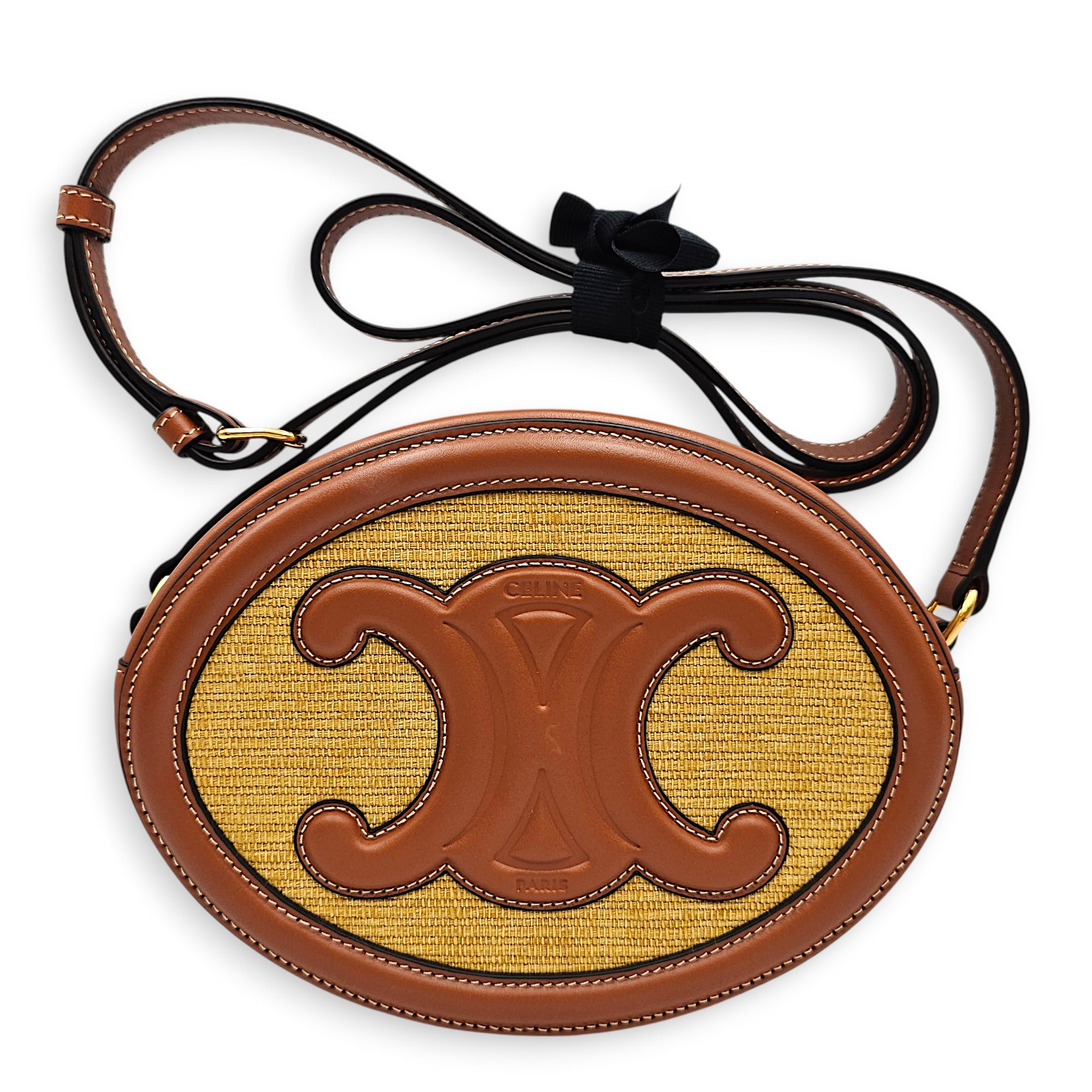 Oval bag Brown Crossbody Bag in Calfskin Gold hardware