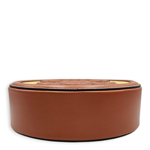 Oval Brown Crossbody Bag in Calfskin Gold hardware CL2601-18324 5