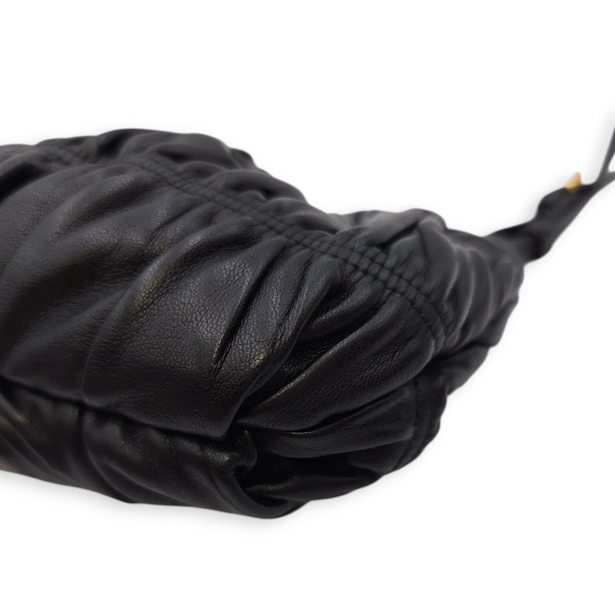 Gaufre Wristlet Black Clutch in Nappa Leather Gold hardware CL2601-18337 6