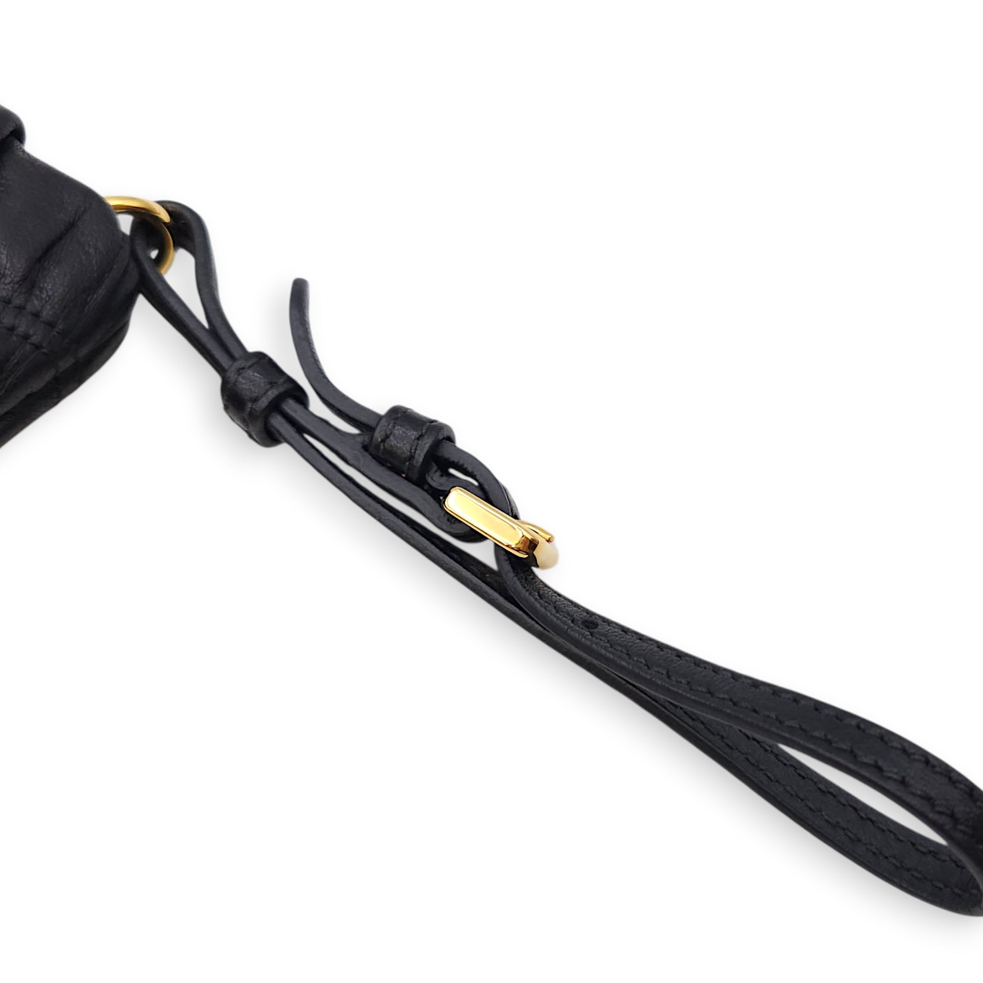 Gaufre Wristlet Black Clutch in Nappa Leather Gold hardware CL2601-18337 8