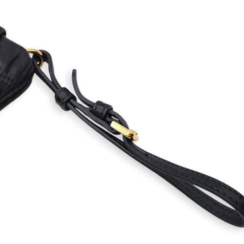 Gaufre Wristlet Black Clutch in Nappa Leather Gold hardware CL2601-18337 8