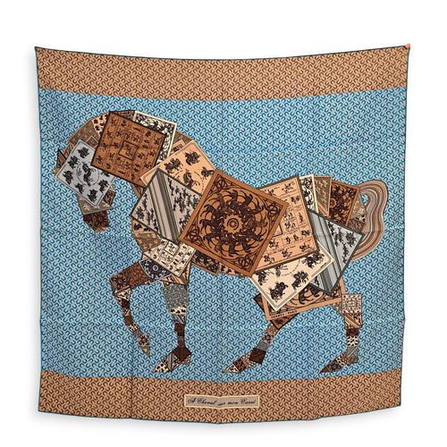 A Cheval sur mon Carre Scarf 90 Vert/Gris Scarf