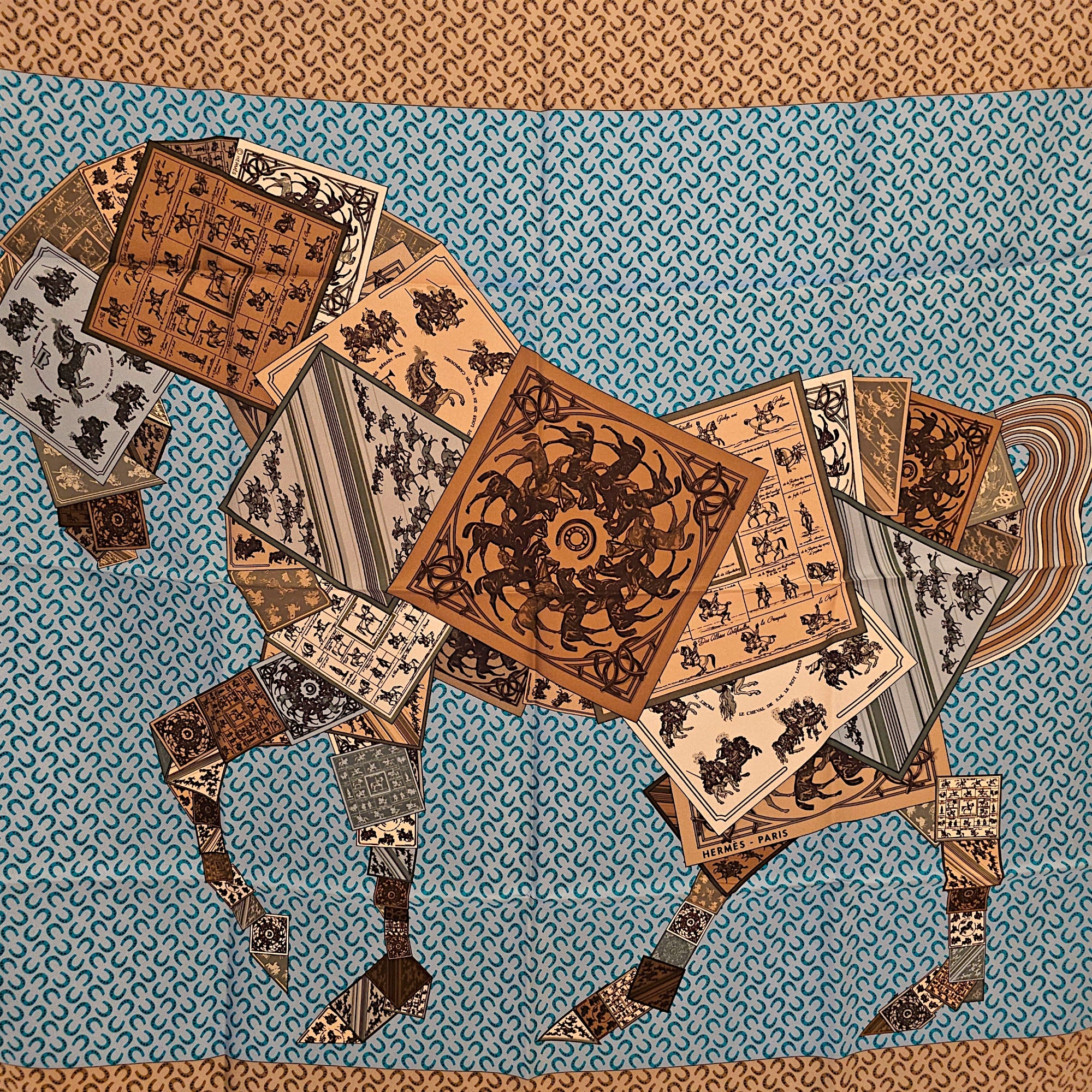 A Cheval sur mon Carre Scarf 90 Vert/Gris Scarf