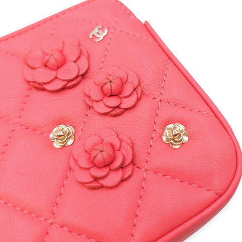 CC Camellia Fushia Pink Long Wallet on Chain in Lambskin Gold hardware CL2601-18360 12
