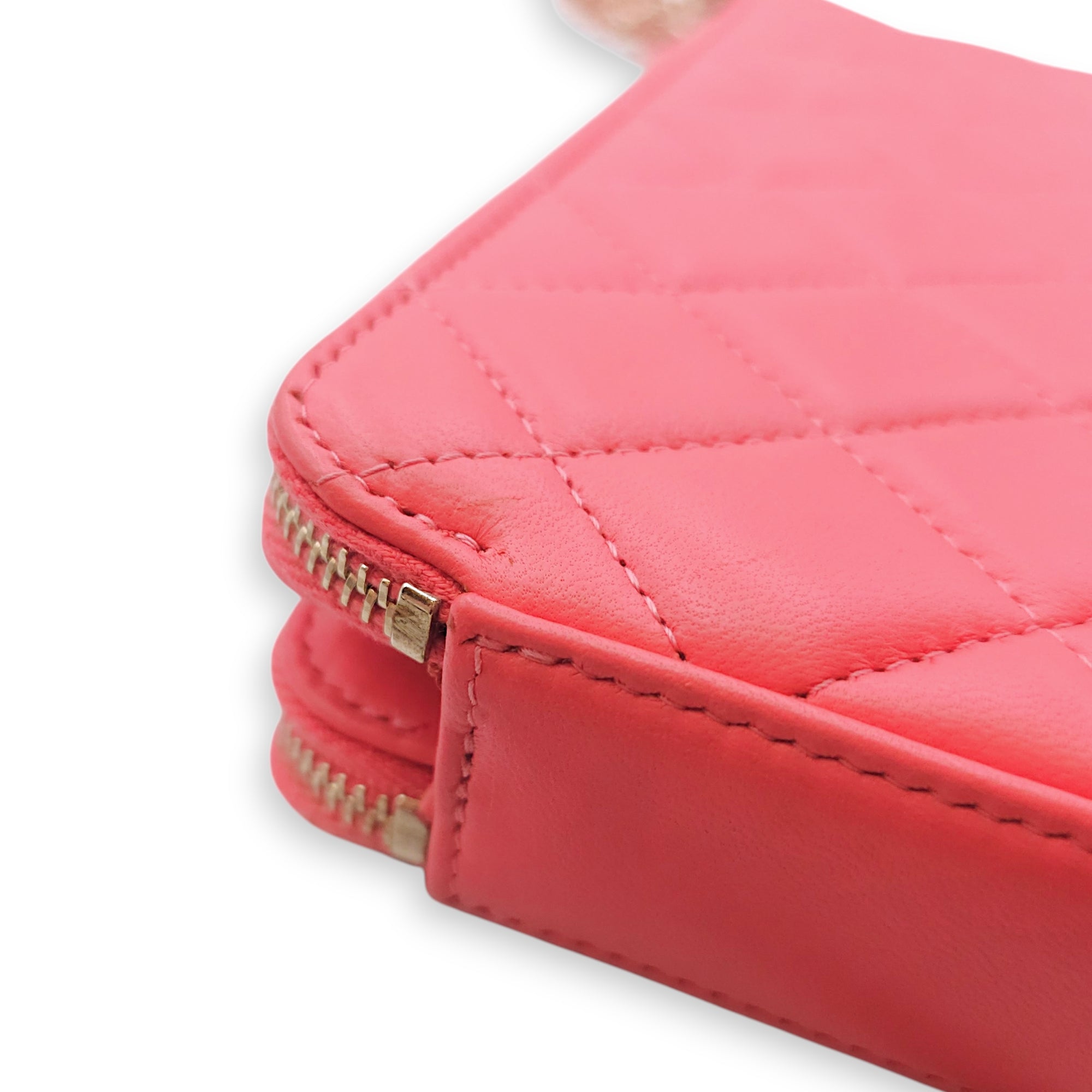 CC Camellia Fushia Pink Long Wallet on Chain in Lambskin Gold hardware CL2601-18360 14