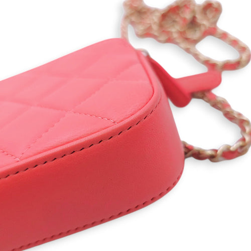CC Camellia Fushia Pink Long Wallet on Chain in Lambskin Gold hardware CL2601-18360 16