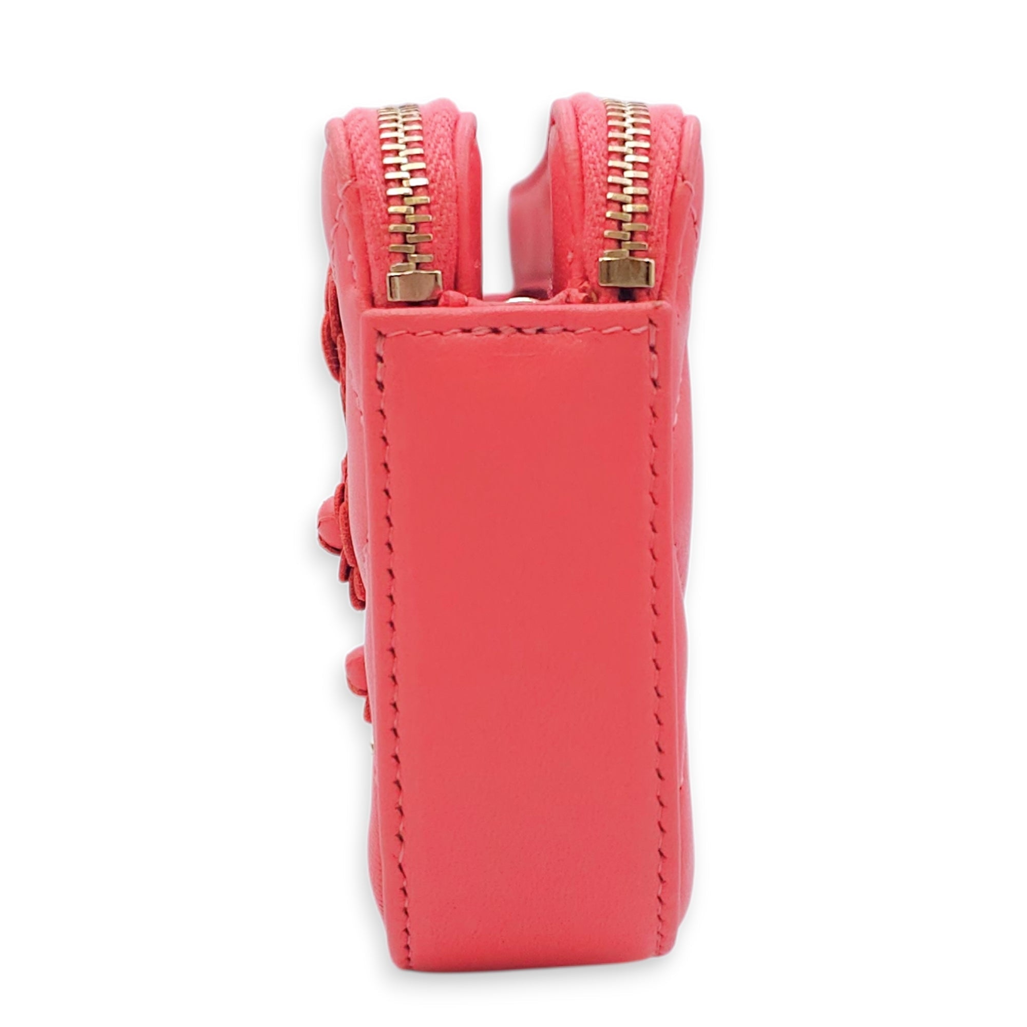 CC Camellia Fushia Pink Long Wallet on Chain in Lambskin Gold hardware CL2601-18360 3