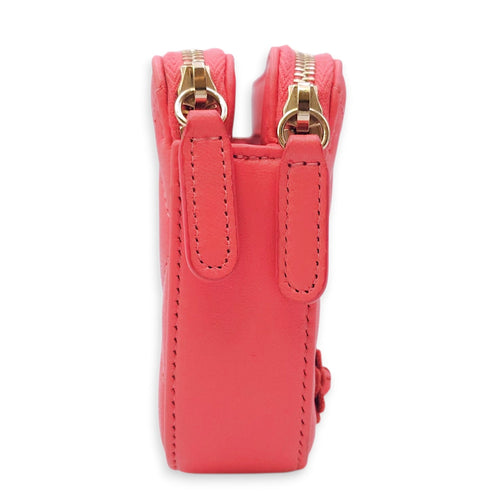 CC Camellia Fushia Pink Long Wallet on Chain in Lambskin Gold hardware CL2601-18360 4