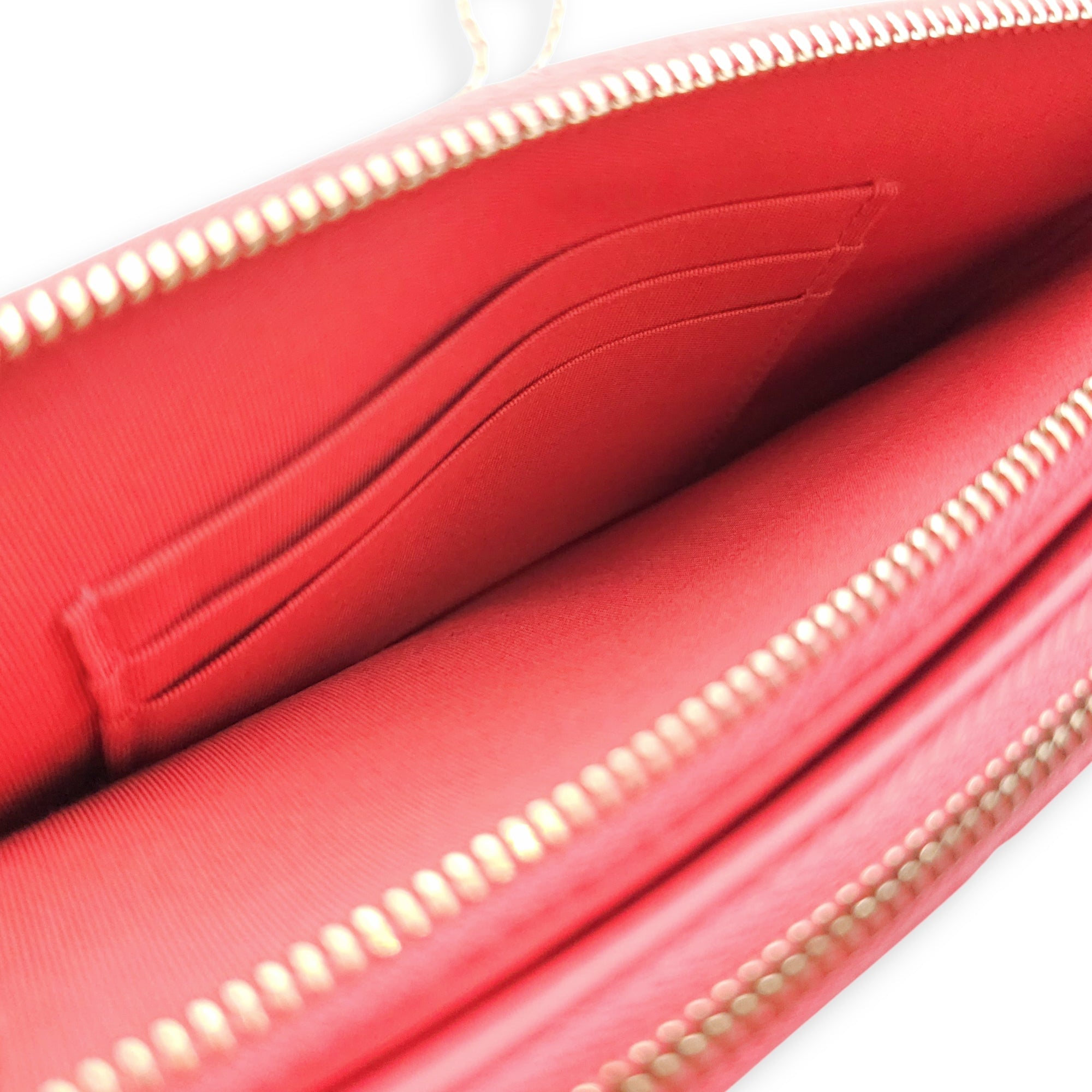 CC Camellia Fushia Pink Long Wallet on Chain in Lambskin Gold hardware CL2601-18360 7