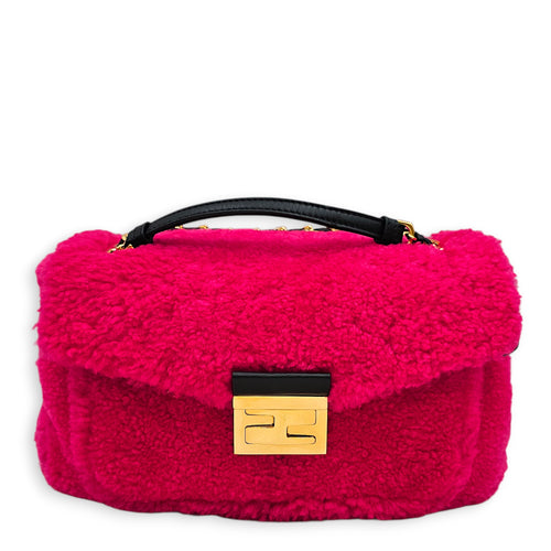 Shearling Be Baguette 26 Pink Shoulder Bag in Shearling Gold hardware