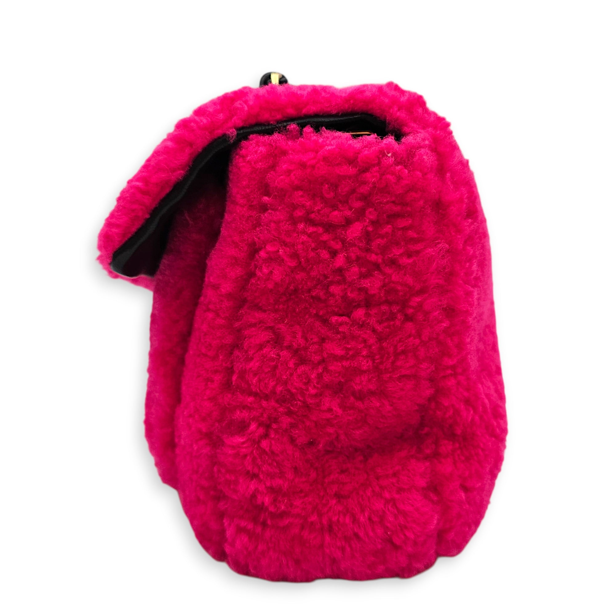 Shearling Be Baguette 26 Pink Shoulder Bag in Shearling Gold hardware