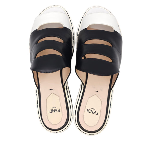 Platform Slide Sandals Size 38 Black Shoes in Calfskin CL2601-18408 1