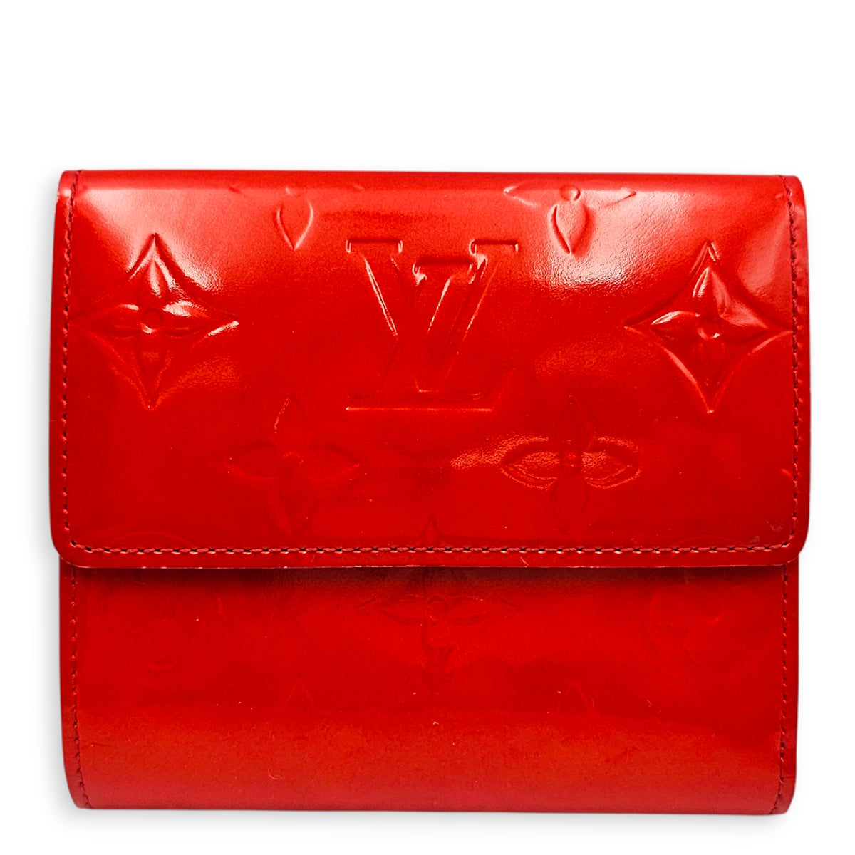 LV Monogram Vernis Porte Feuille Sarah Wallet Red Wallet in Patent leather Gold hardware
