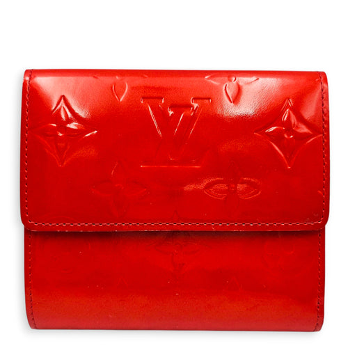 LV Monogram Vernis Porte Feuille Sarah Wallet Red Wallet in Patent leather Gold hardware