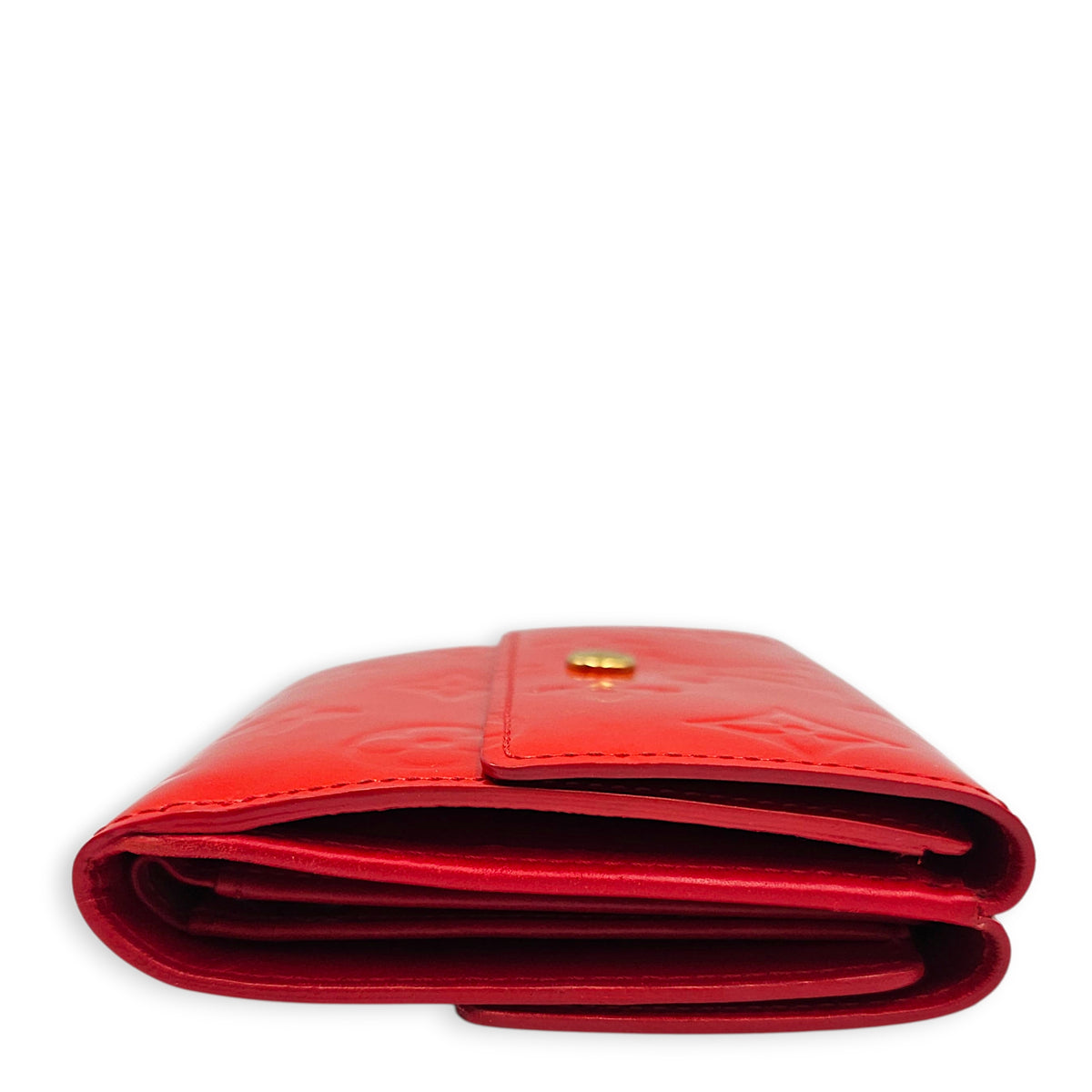 LV Monogram Vernis Porte Feuille Sarah Wallet Red Wallet in Patent leather Gold hardware