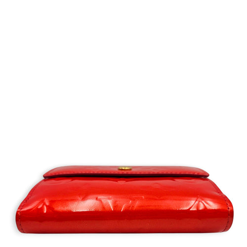 LV Monogram Vernis Porte Feuille Sarah Wallet Red Wallet in Patent leather Gold hardware
