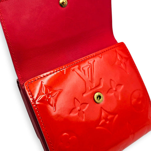 Monogram Vernis Porte Feuille Sarah Red Wallet in Patent leather Gold hardware CL2601-18411 7