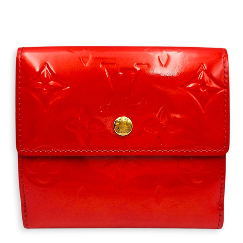 LV Monogram Vernis Porte Feuille Sarah Wallet Red Wallet in Patent leather Gold hardware