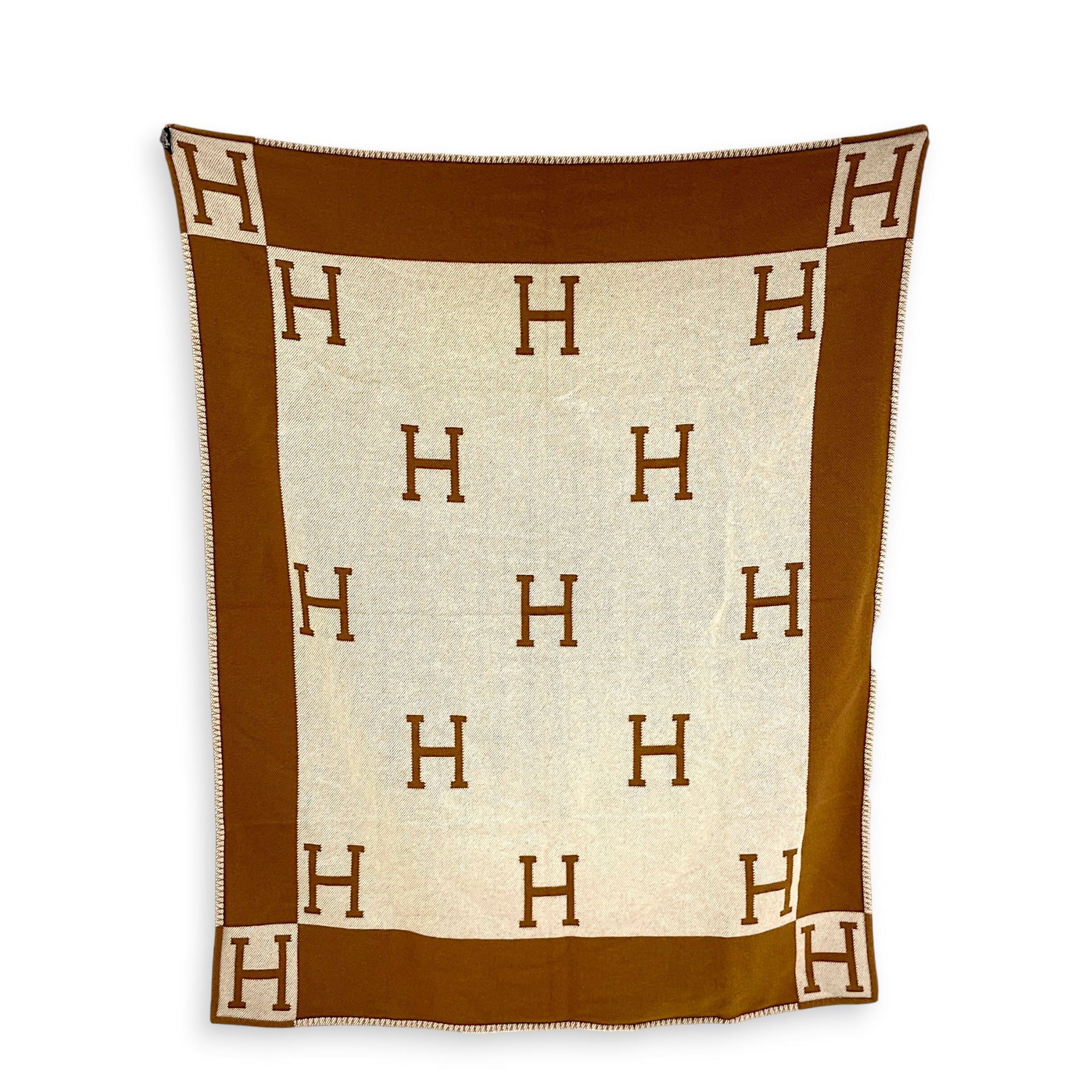 Avalon III Ecru/Camel Throw Blanket